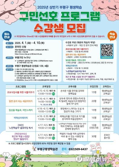 부평구평생학습관, 상반기 ‘구민선호 프로그램’ 수강생 모집