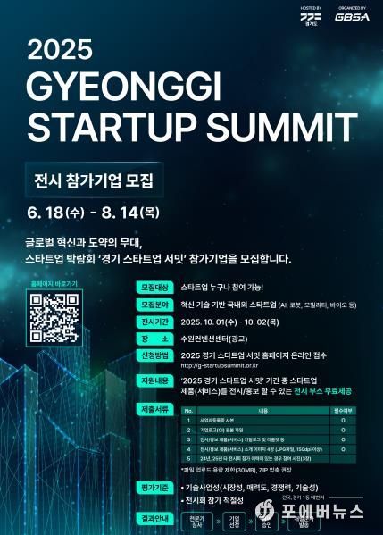 2025 경기 스타트업 서밋 전시 참가 모집 포스터