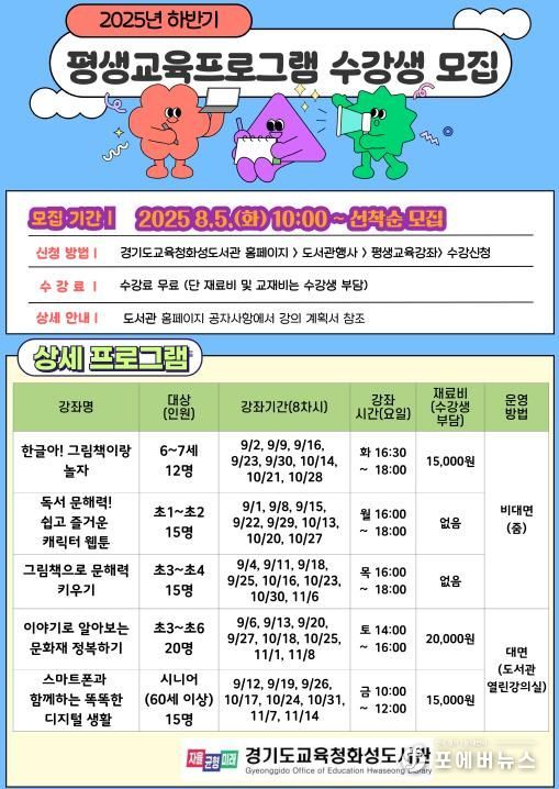 ‘2025년 하반기 평생교육 프로그램 운영’안내문