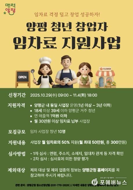 청년 창업자 임차료 지원사업 포스터