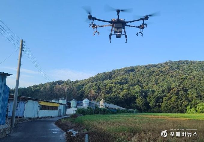 파주시, 무인기(드론) 활용해 야생 멧돼지 기피제 살포