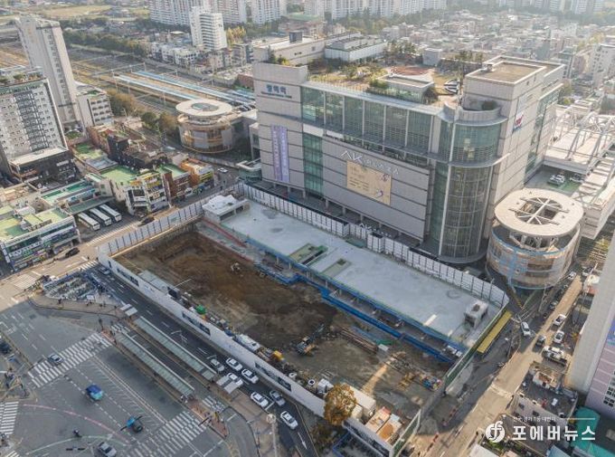 공사 진행 중인 평택역 앞 모습