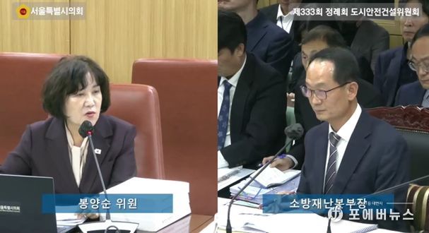 질의하는 봉양순 시의원