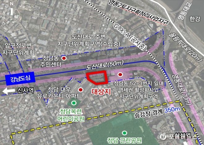 위치도(강남구 청담동 52번지 일대)