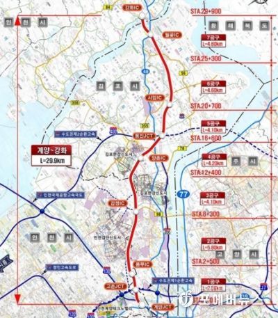 고속국도 제140호선 계양~강화 건설공사 노선도
