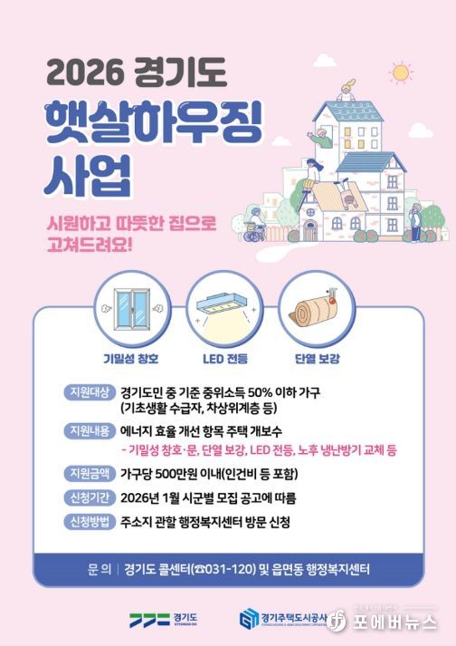 2026년 햇살하우징 사업 모집 포스터.