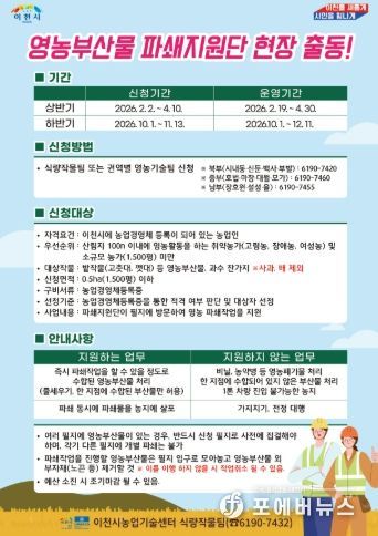 이천시, 영농부산물 파쇄지원단 출동… 4월 10일까지 신청 접수