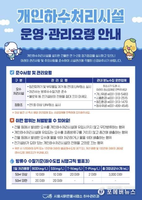 시흥시, 3월부터 '개인하수처리시설 지도점검' 본격 실시