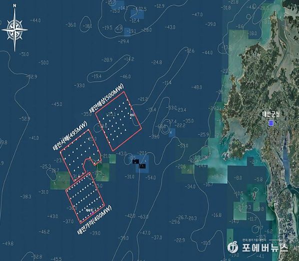 태안 해상풍력 3개 단지 조감도.