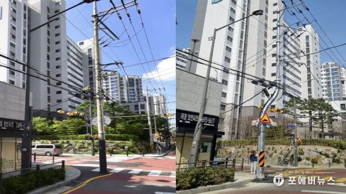 신정3동 호반써밋목동아파트 앞 사거리 이설 전·후 모습
