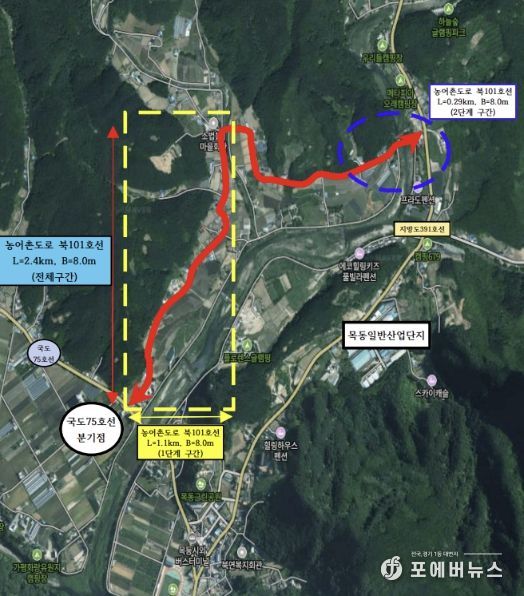가평군, 북면 ‘북101호선’ 도로 확포장 4월 착공