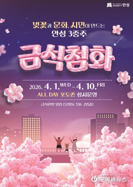 2026 안성시 금석천 '금석첨화' 벚꽃거리 포토존 설치 운영