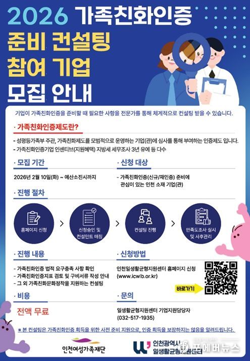 2026 가족친화인증 준비 컨설팅 참여 기업 모집 안내문